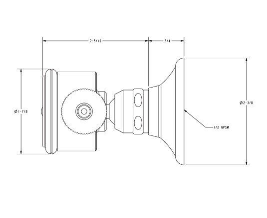 Antique brass shower body spray with volume control valve and mounting bracket, technical drawing view.