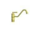 Single-handle kitchen faucet in brass finish with curved spout and lever handle.