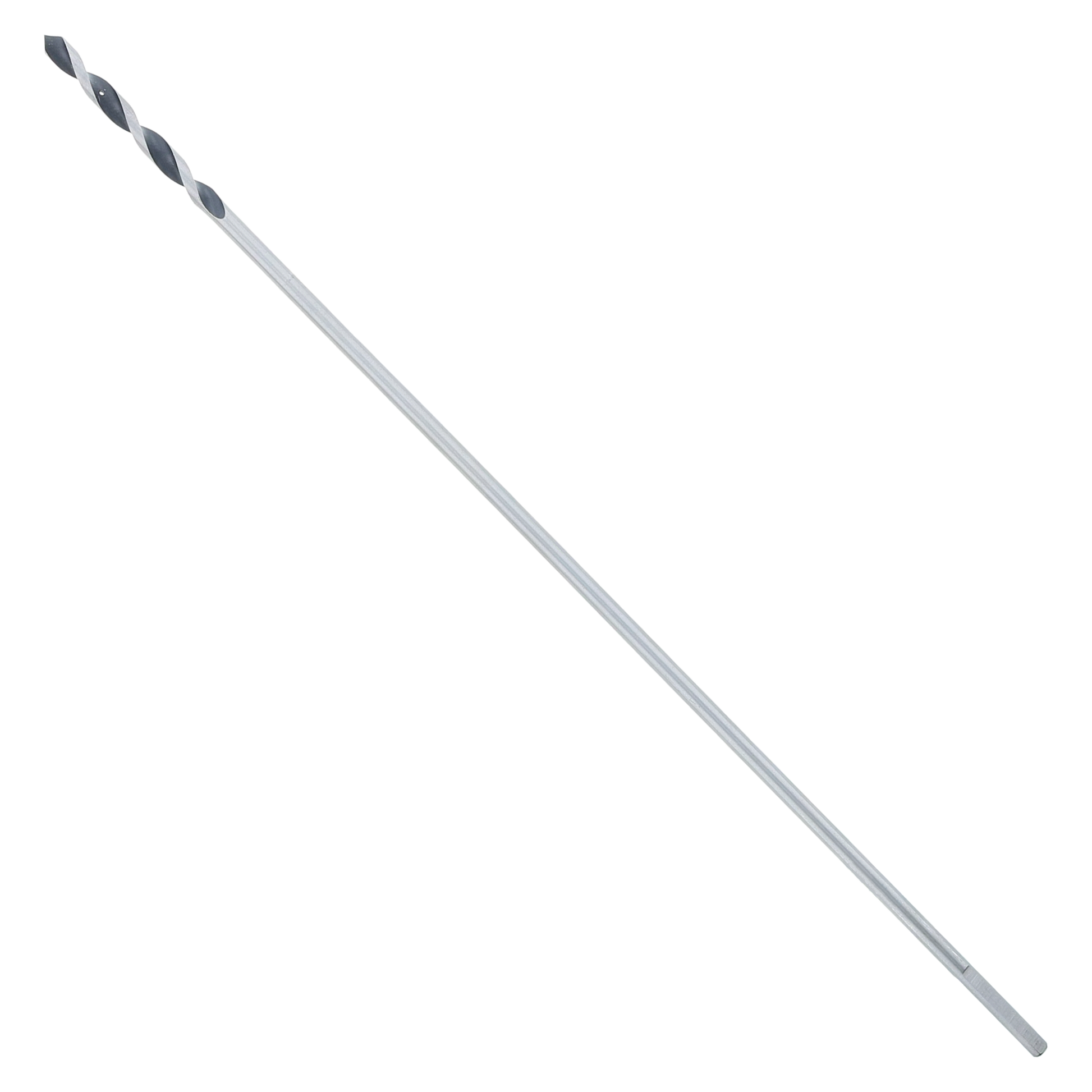 Long gray drill bit with black spiral flutes at the tip, 5/16 inch diameter.