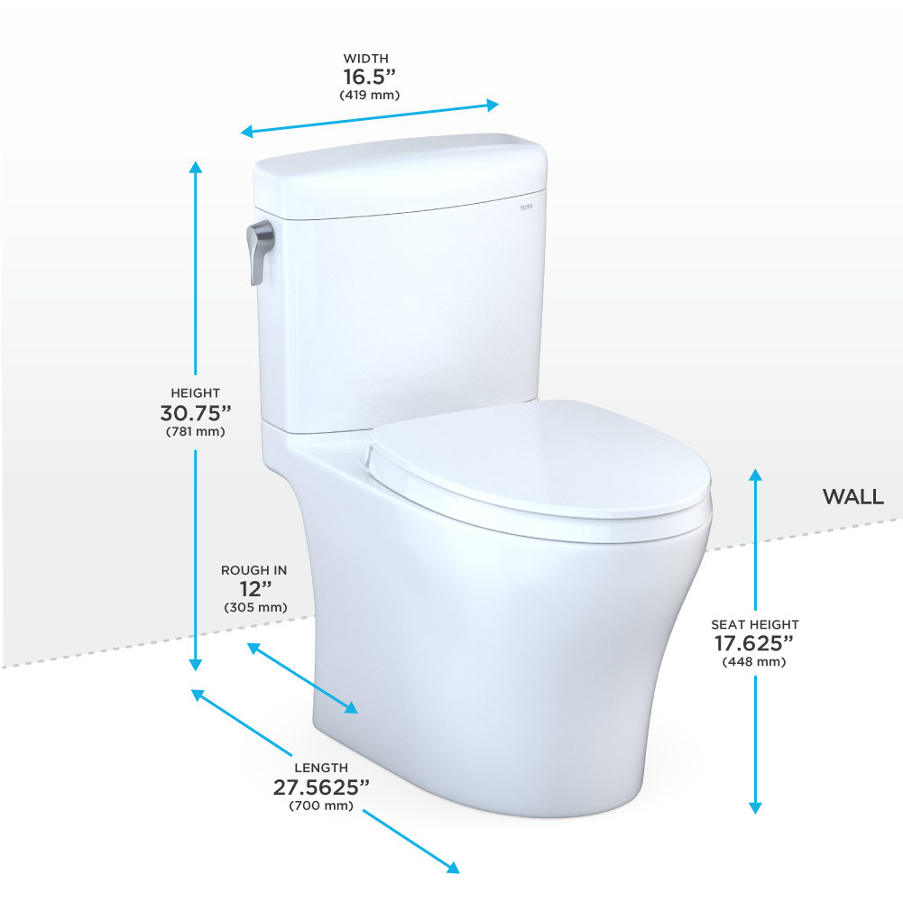 Toto Aquia IV Cube Two Piece Elongated Auto Flush Washlet+ Ready Universal Height Toilet with CEFIONTECT Dual Flush 0.9 and 1.28 GPF with SS124 SoftClose Seat in Cotton White