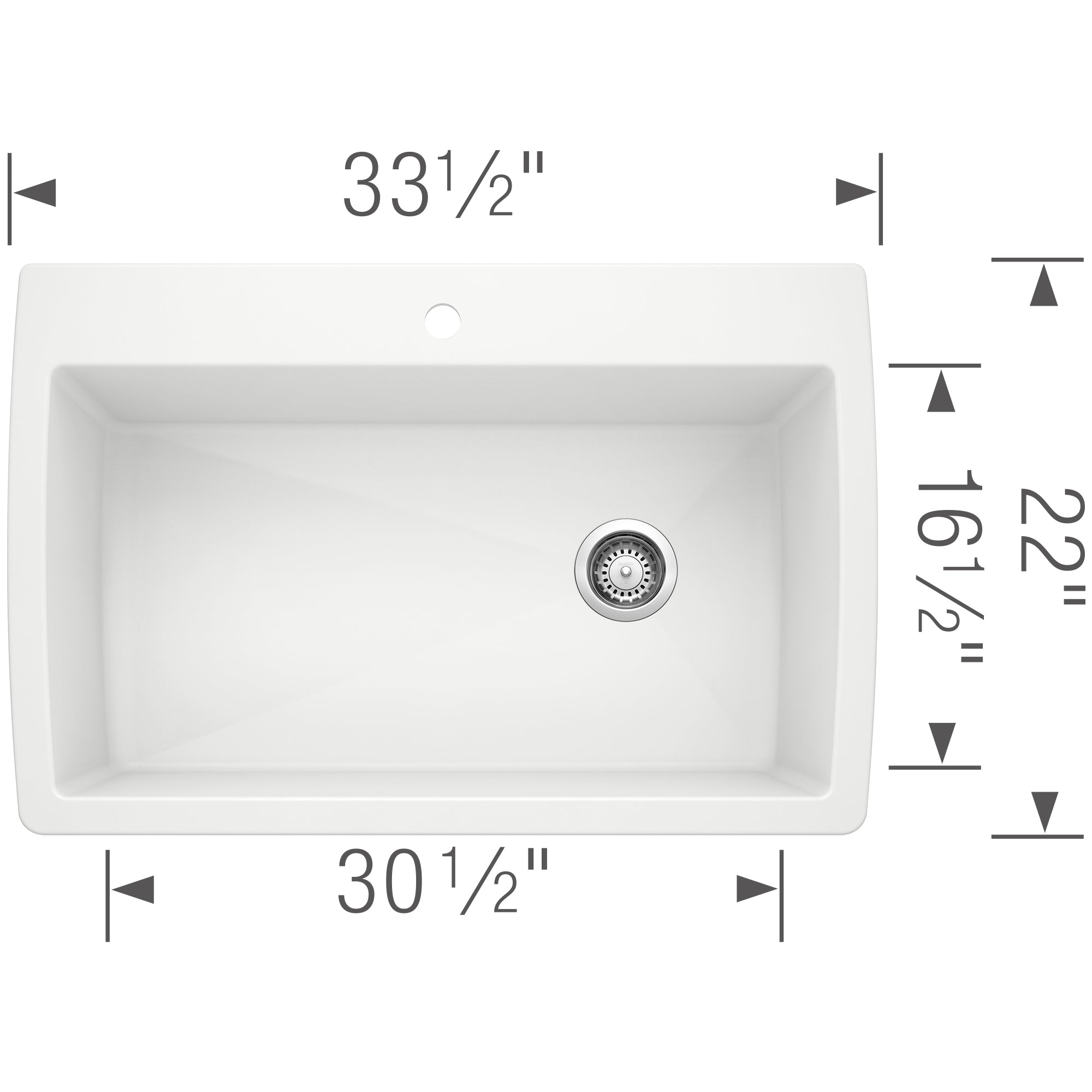 Blanco 440195 Diamond Super Single Bowl Silgranit II: White Drop In Kitchen Sink