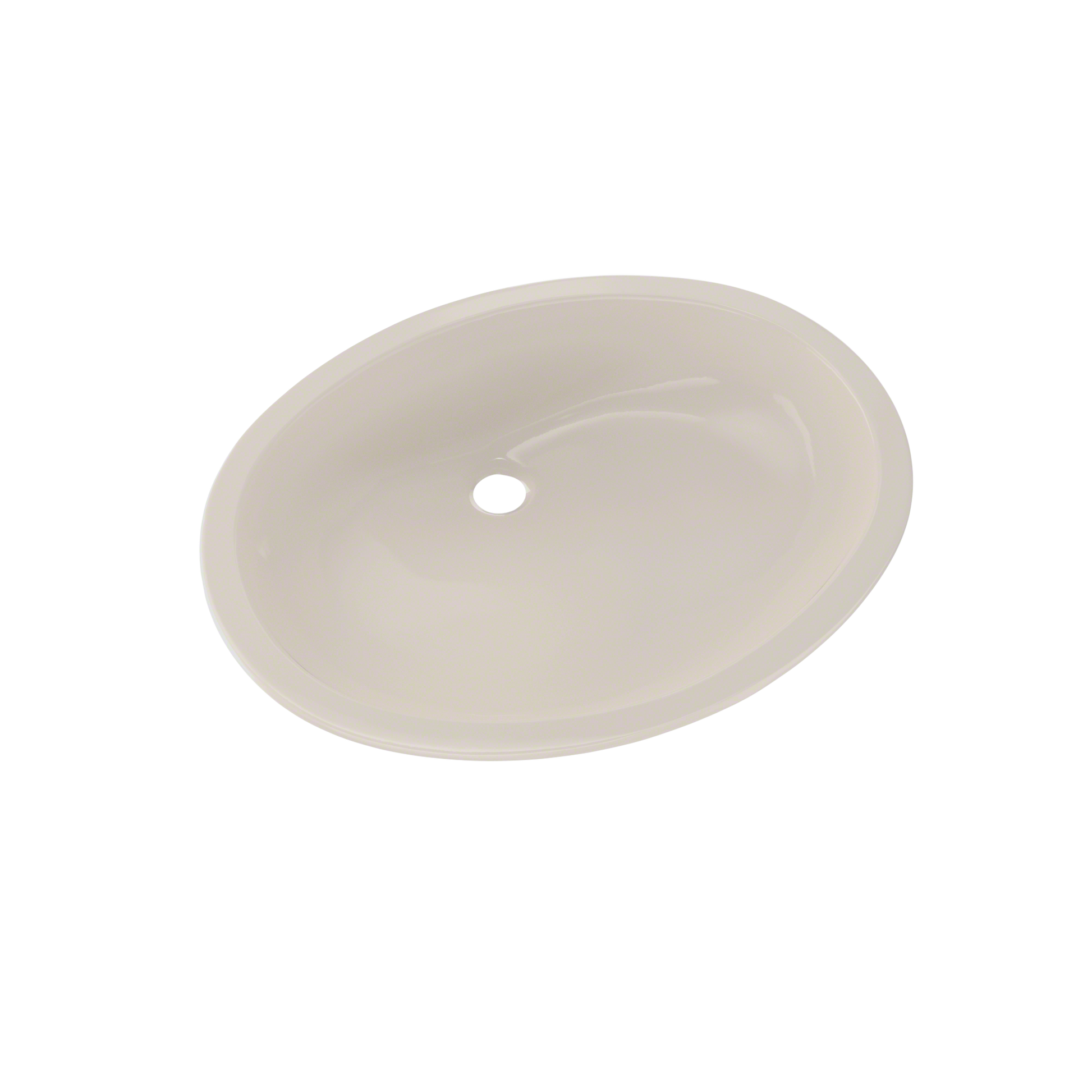 Sedona beige oval undermount bathroom sink with single faucet hole.