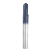 Freud round nose router bit with blue coating on rounded tip and silver metal shaft.