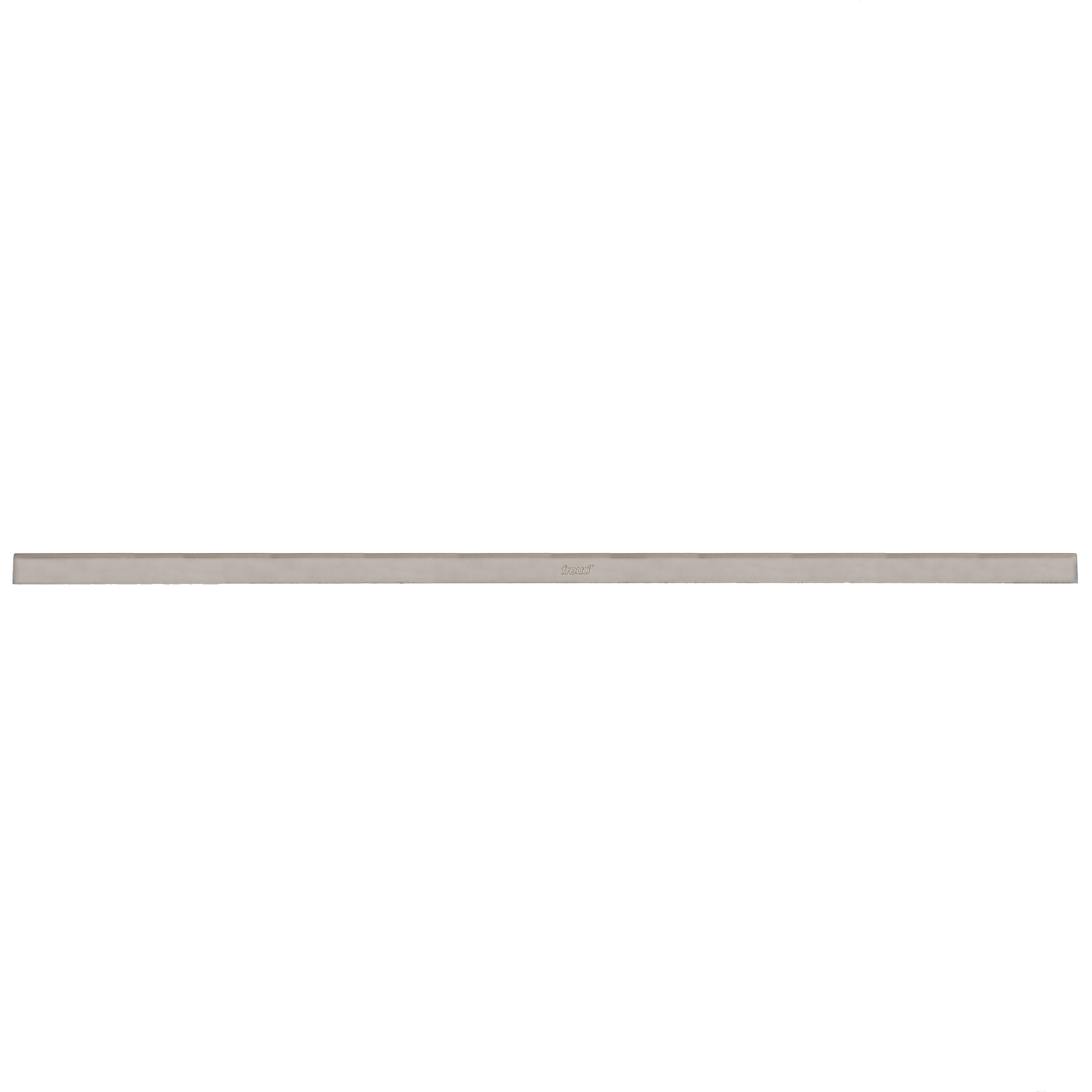 Silver-gray high speed steel planer blade with straight cutting edge, approximately 37 inches long.