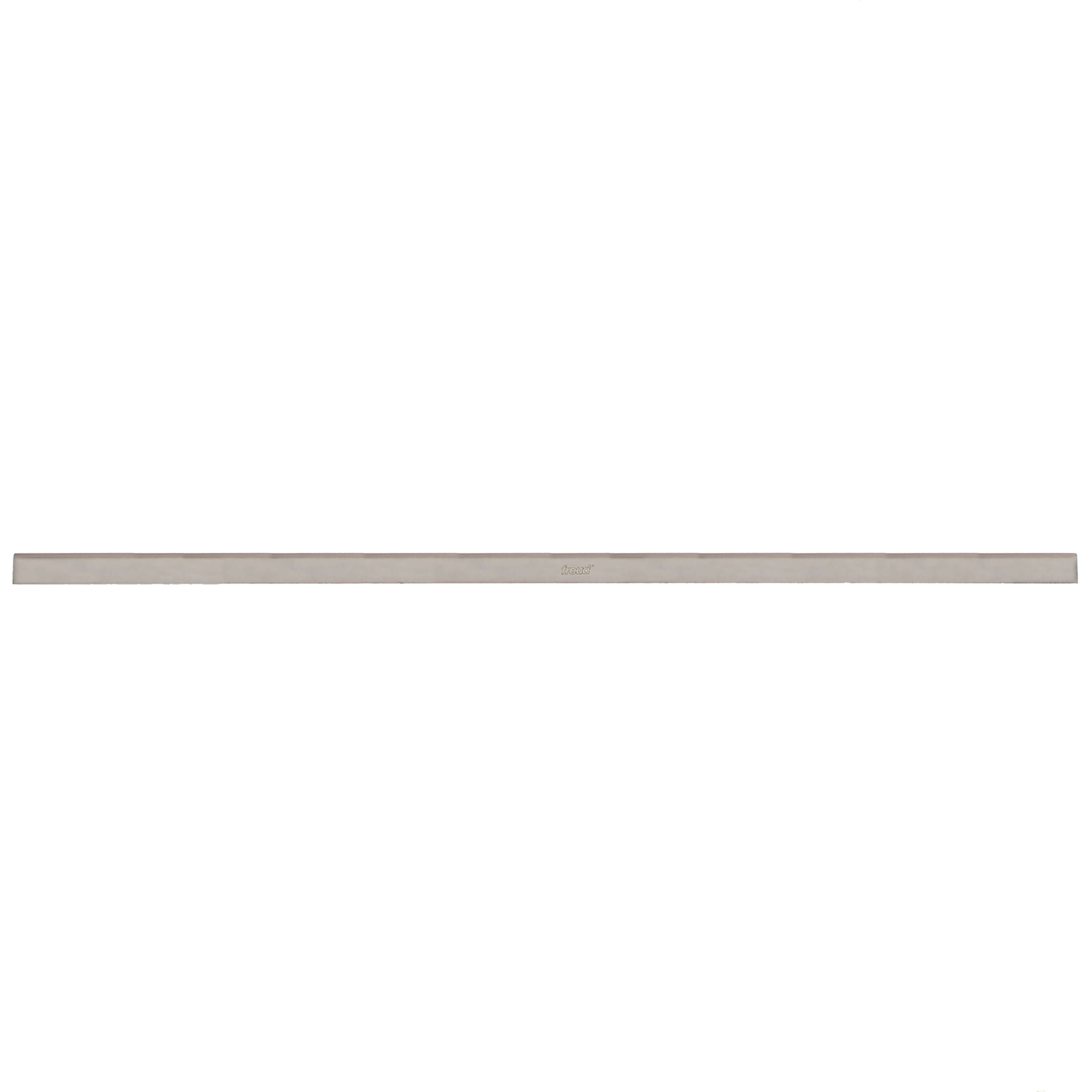 Silver-gray high speed steel planer blade with straight cutting edge, approximately 37 inches long.