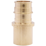 Brass PEX expansion fitting adapter with ridged upper section and cylindrical lower section, marked with "PEX F1960 cUPCc."