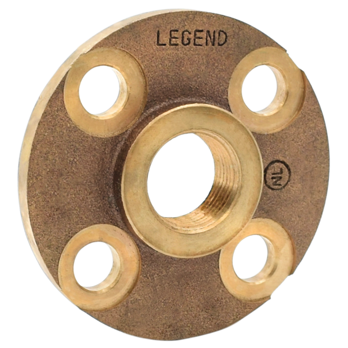 Cast bronze companion flange with central threaded port and four mounting holes arranged in circle pattern.