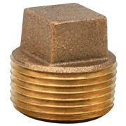 Cast bronze square head plug with 1/2 inch male threaded connection on cylindrical base.