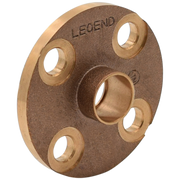 Bronze cast companion flange with "LEGEND" marking, center sweat connection, and five bolt holes around perimeter.