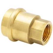 Brass adapter fitting with press connection on left side and female threaded port on right side.