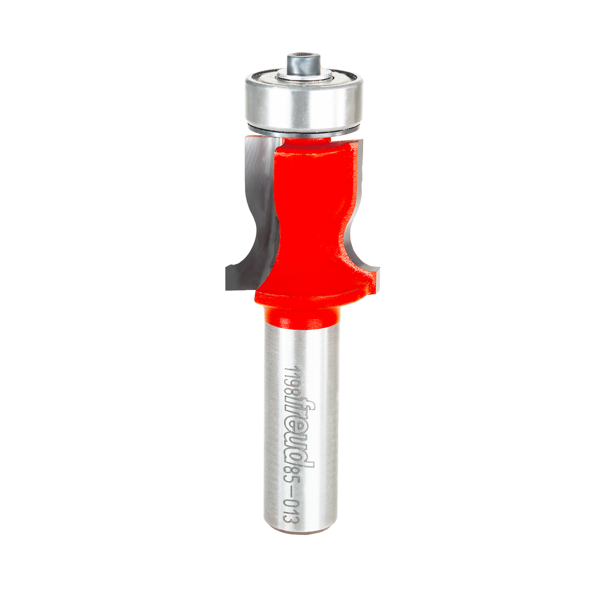 Freud 85-013 1-inch diameter router bit with red cutting head and silver shank.