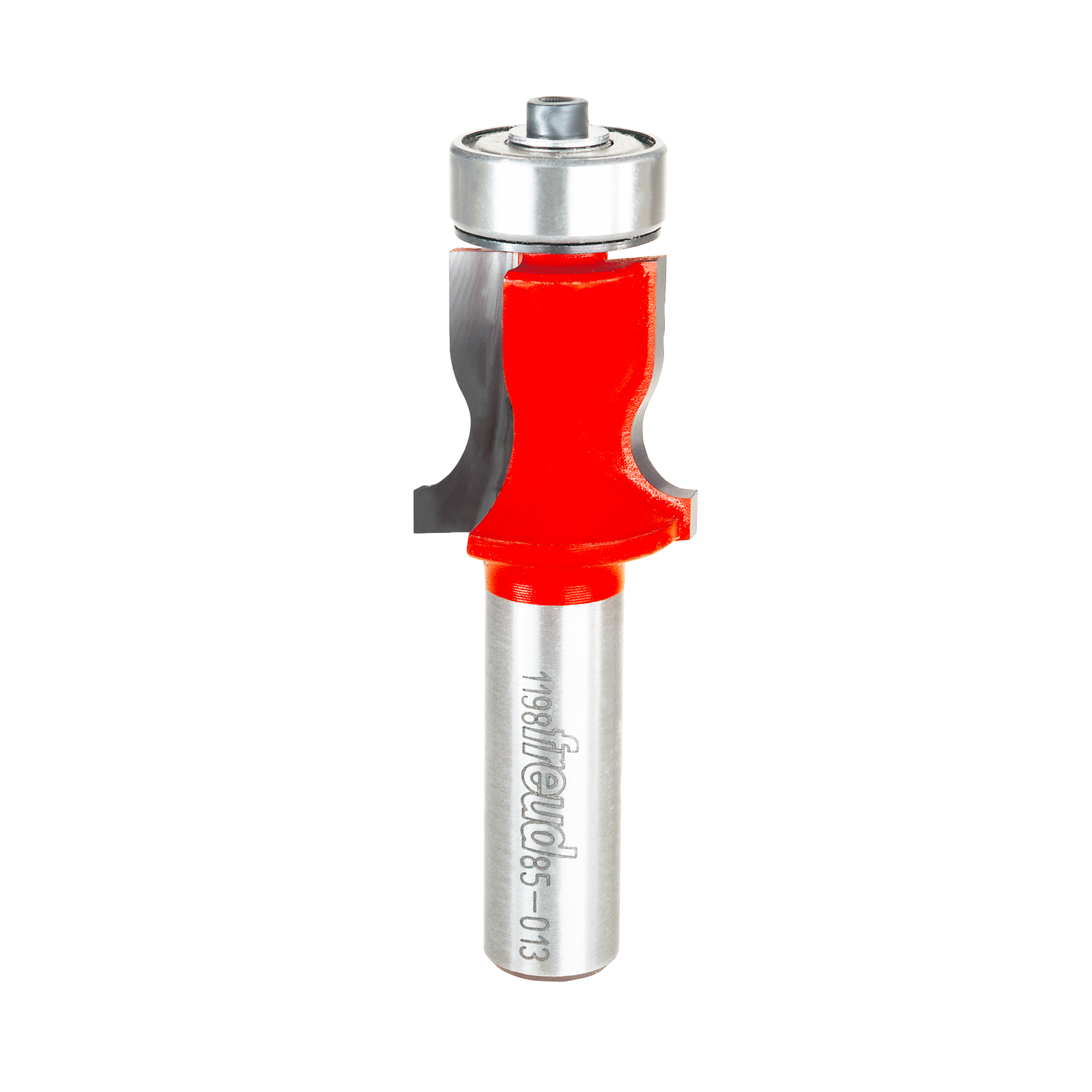 Freud 85-013 1-inch diameter router bit with red cutting head and silver shank.