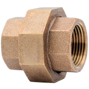 Cast bronze threaded union fitting with 3/4" female pipe threads on one end and union connection on opposite end.