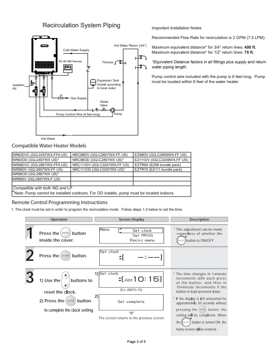 Noritz RPK-EXT External Recirculating Pump