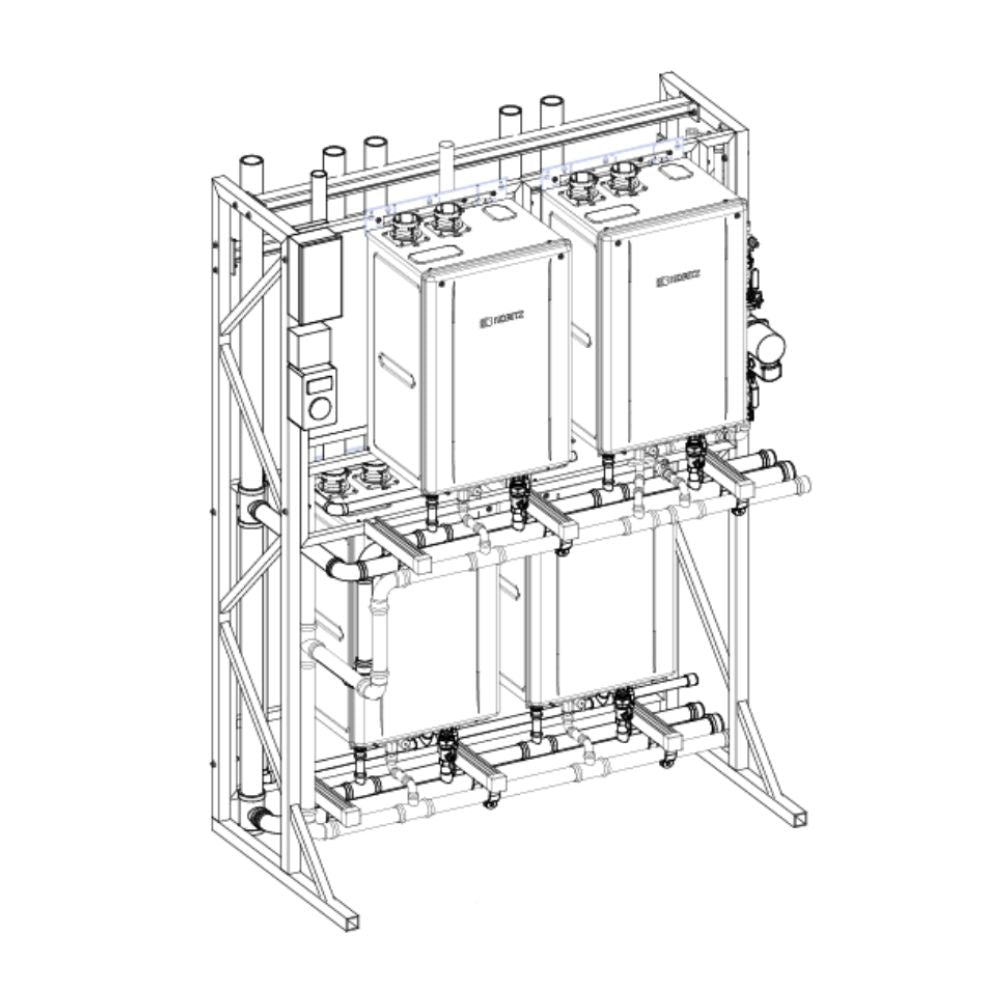 Noritz TTS Series 4-Unit Compact NG or LP Tankless Water Heater System - TTS-S4MINI