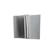 Square brushed nickel wall mount with central chrome connector for handshower attachment.