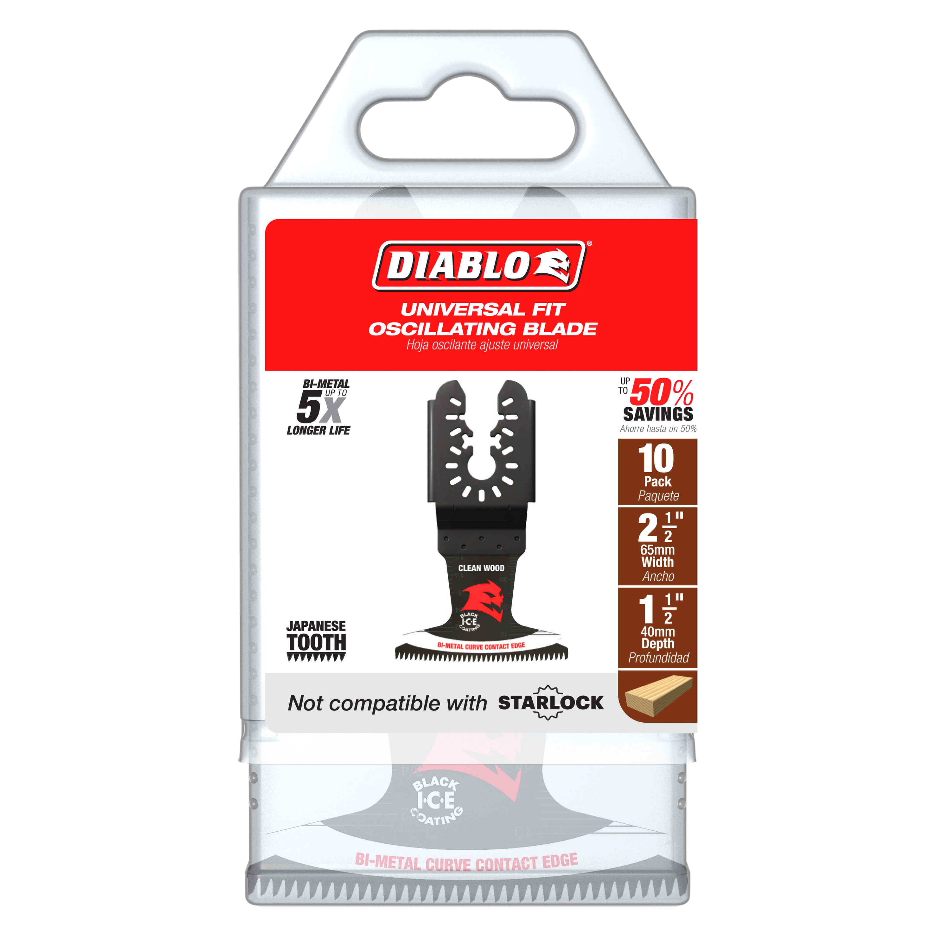 Diablo DOU250JBW10 2-1/2 in. Universal Fit Bi-Metal Oscillating Blade for Clean Wood (10-Pack) - 10 Pack