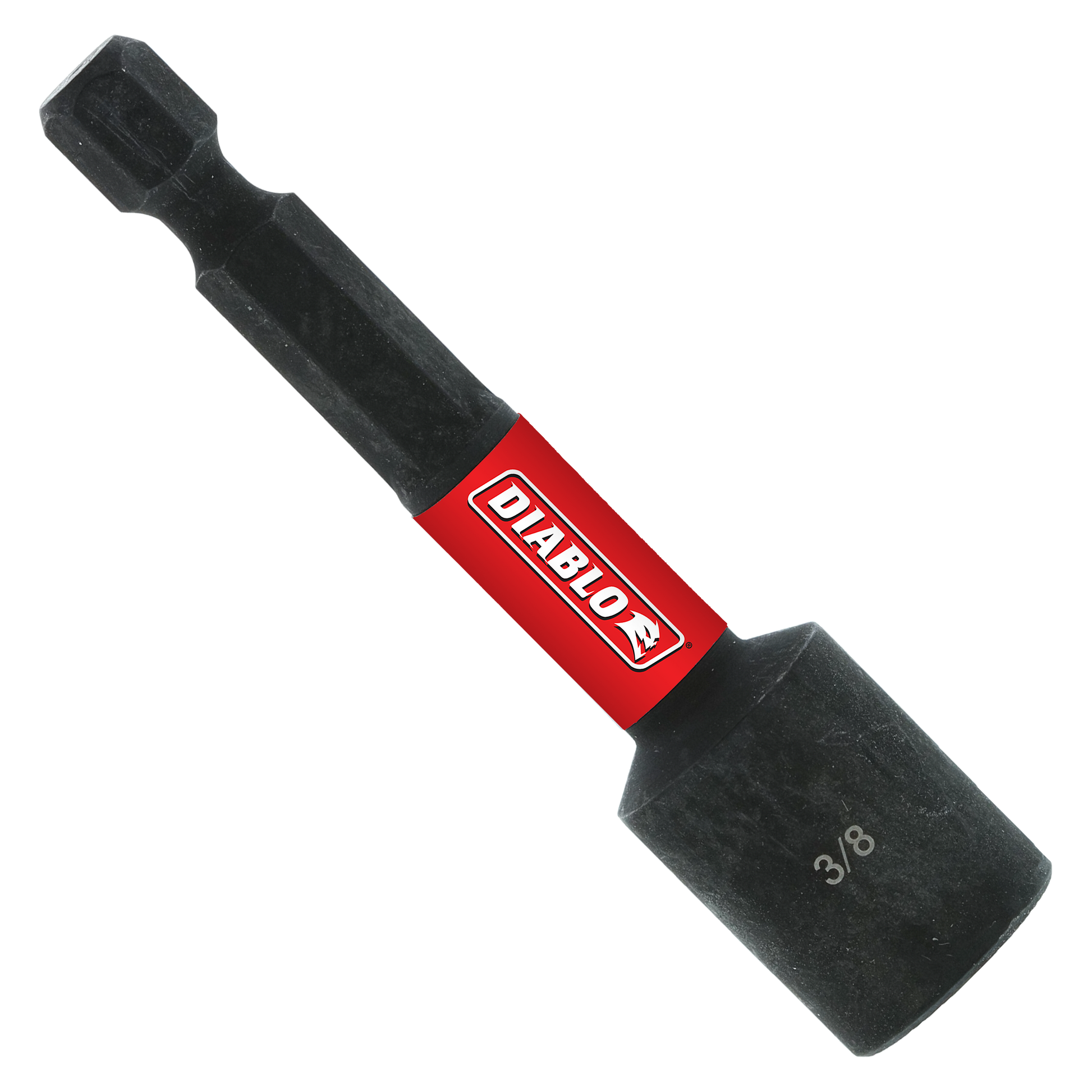 Black magnetic nut setter with red Diablo band and 3/8 inch marking on socket end.