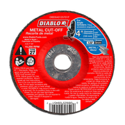 Diablo 4-inch metal cut-off disc with red label, 1/8-inch thickness, Type 27 for angle grinders.