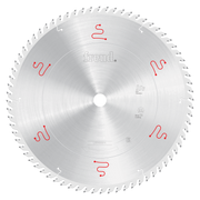 Freud 430mm circular saw blade with silver carbide teeth and center mounting hole for horizontal beam saw.
