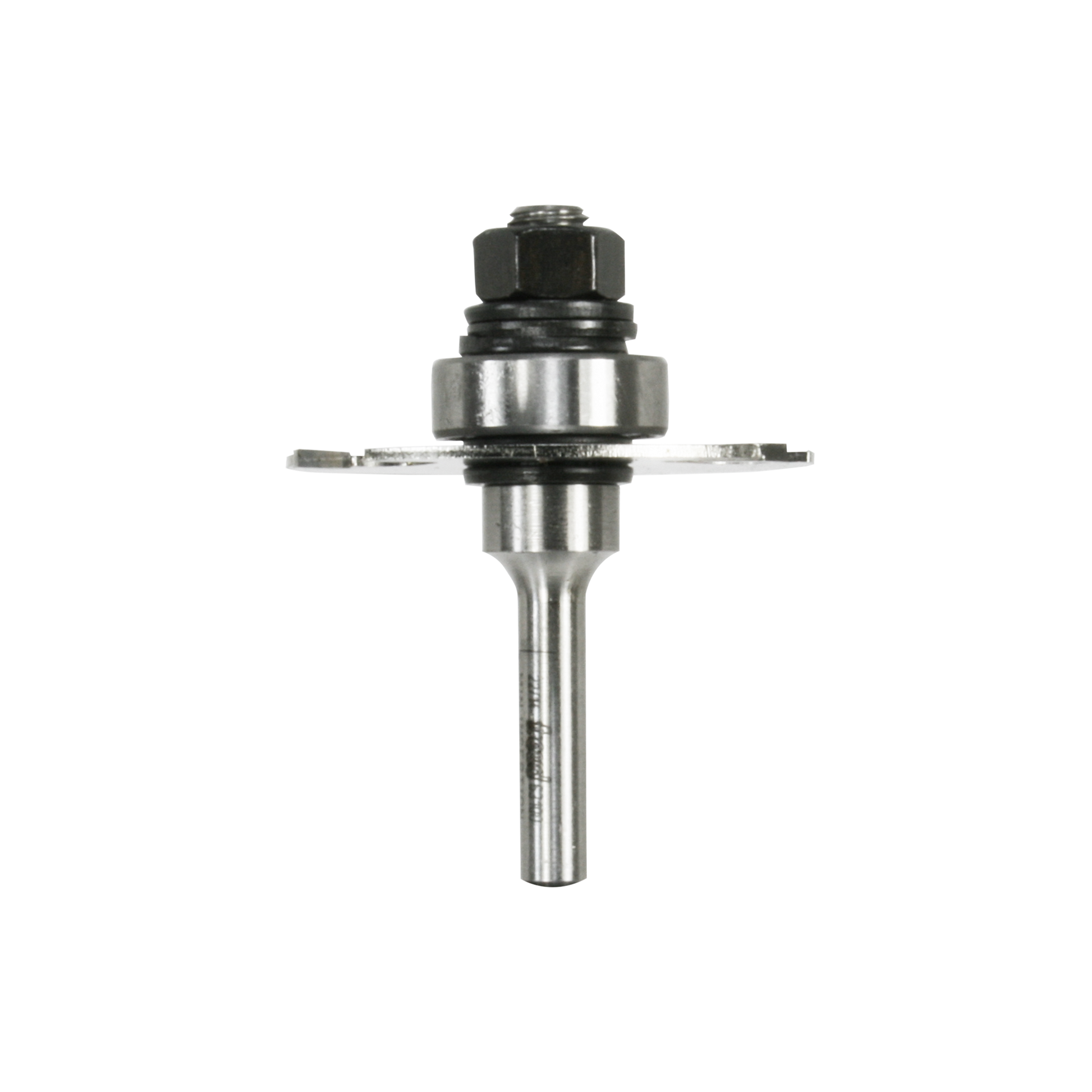 Freud 63-100 9/16" depth slotting cutter with hex nut, collar, and tapered shank against white background.