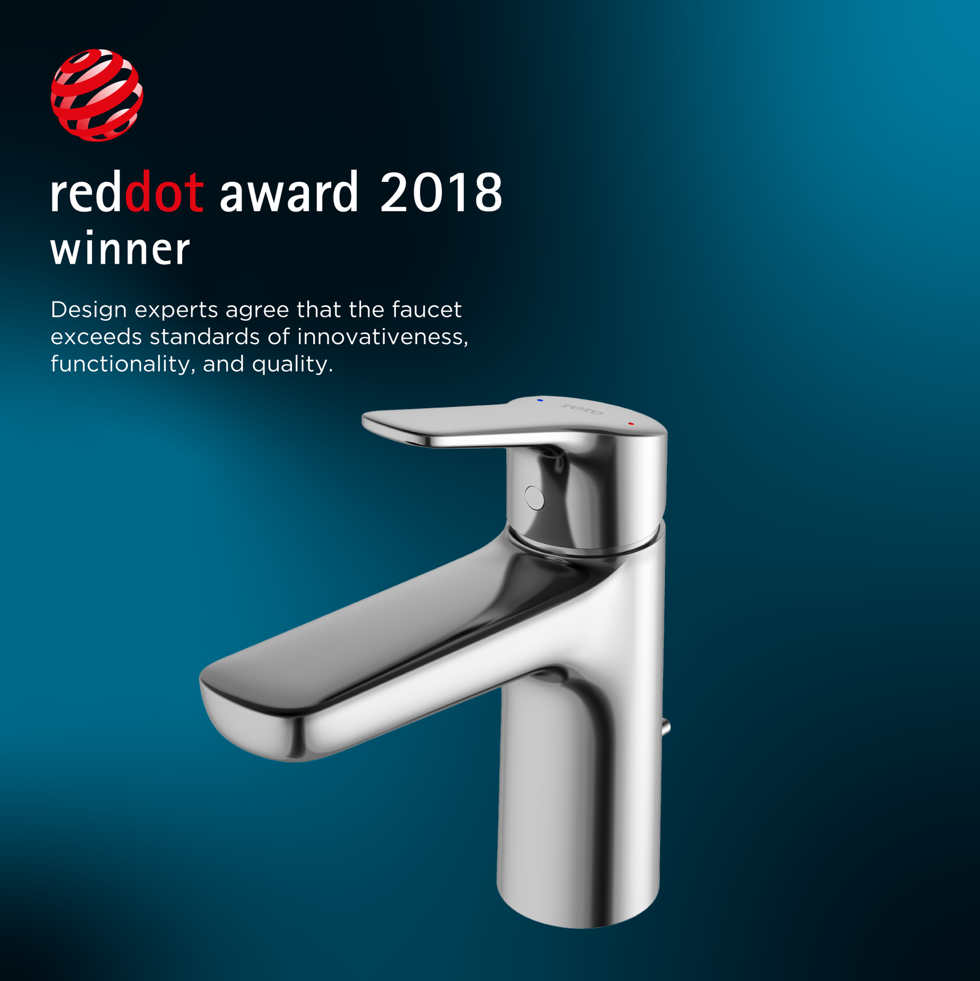 Polished chrome single-handle bathroom sink faucet with curved spout and rounded lever handle.