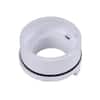 White CPVC plastic water heater pan adapter fitting with 1-inch connection port.