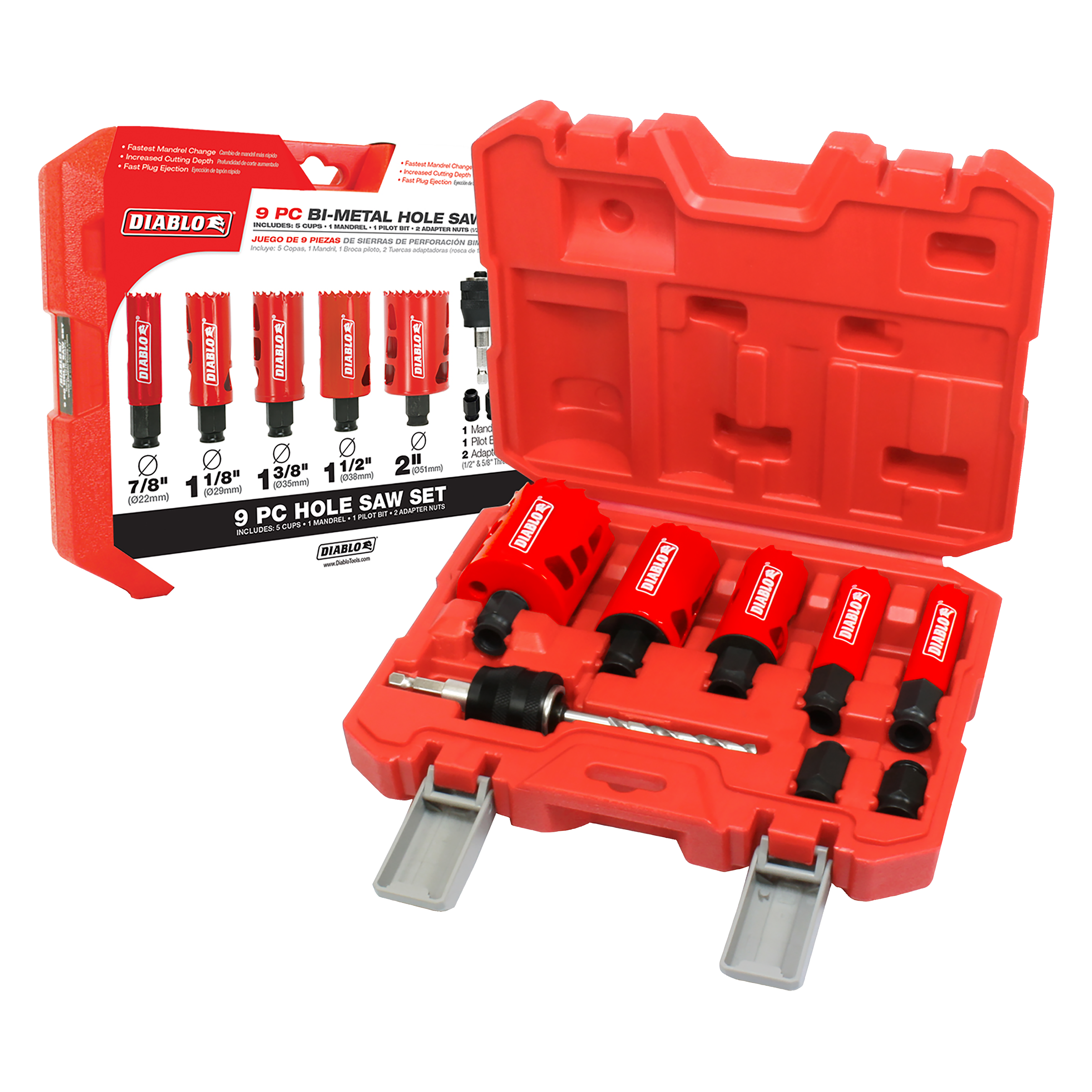 Diablo DHS09SGP 9 pc General Purpose Bi-Metal Hole Saw Set - 5 Pack