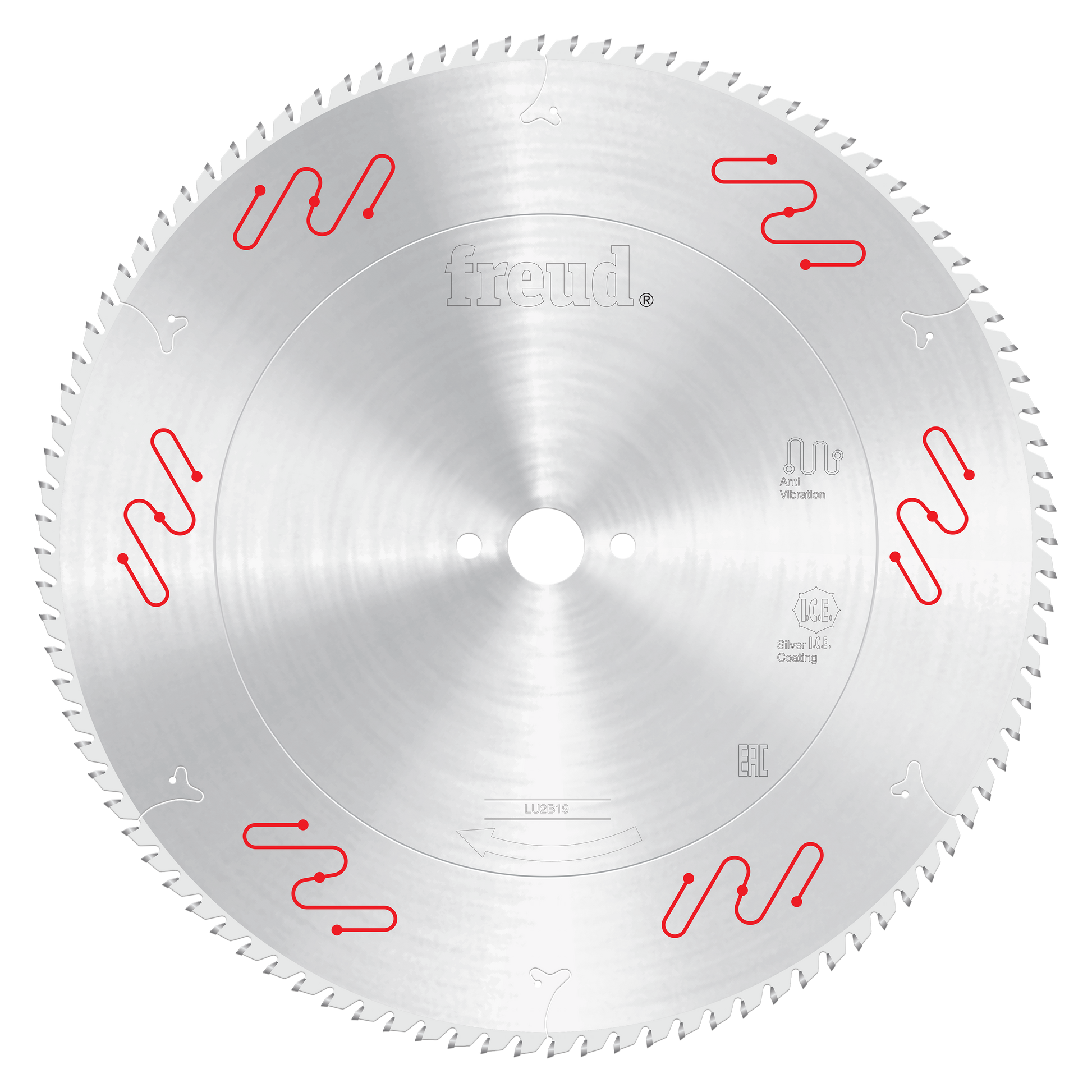 Freud 400mm circular saw blade with carbide-tipped teeth and silver coating for ripping and crosscutting.