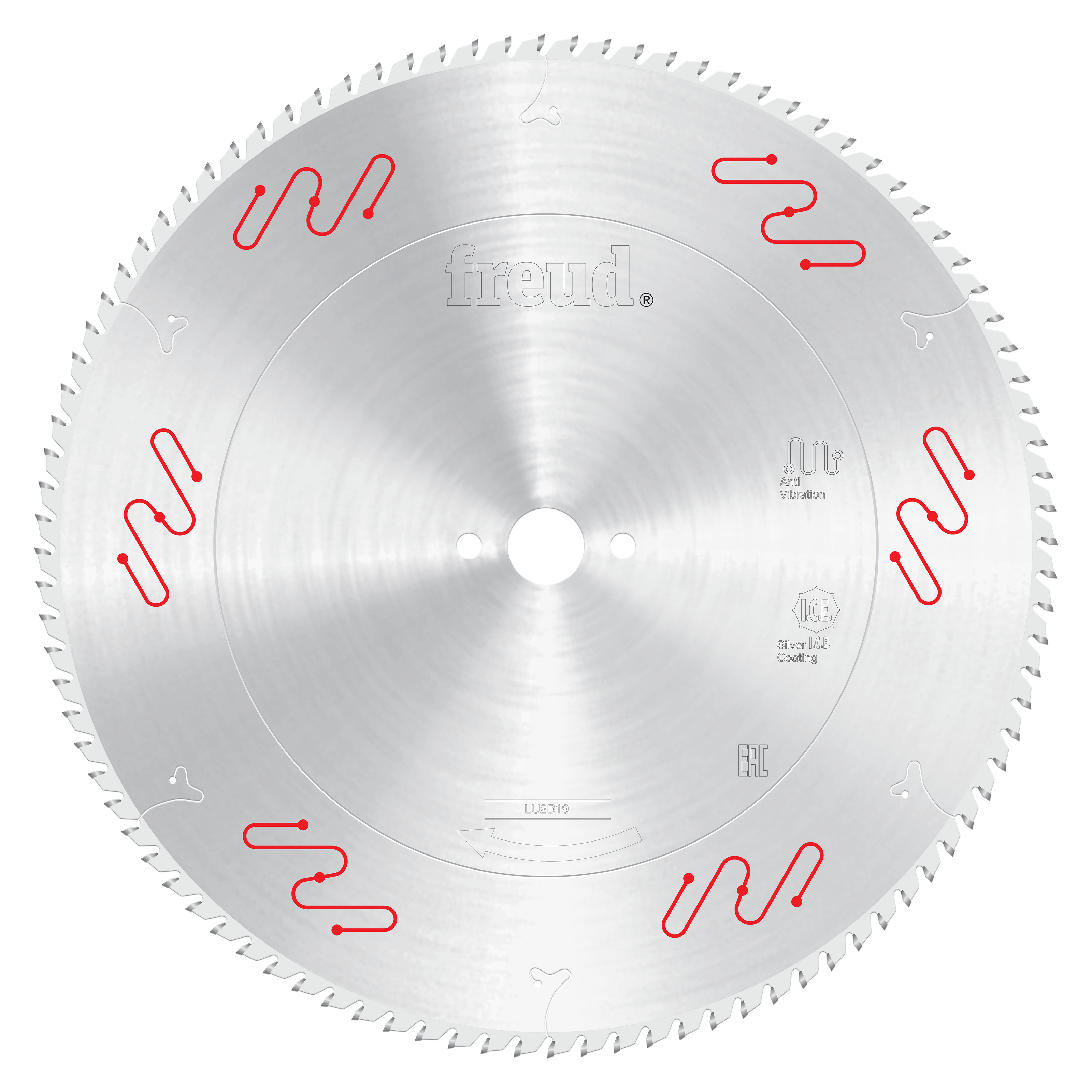 Freud 400mm circular saw blade with carbide-tipped teeth and silver coating for ripping and crosscutting.