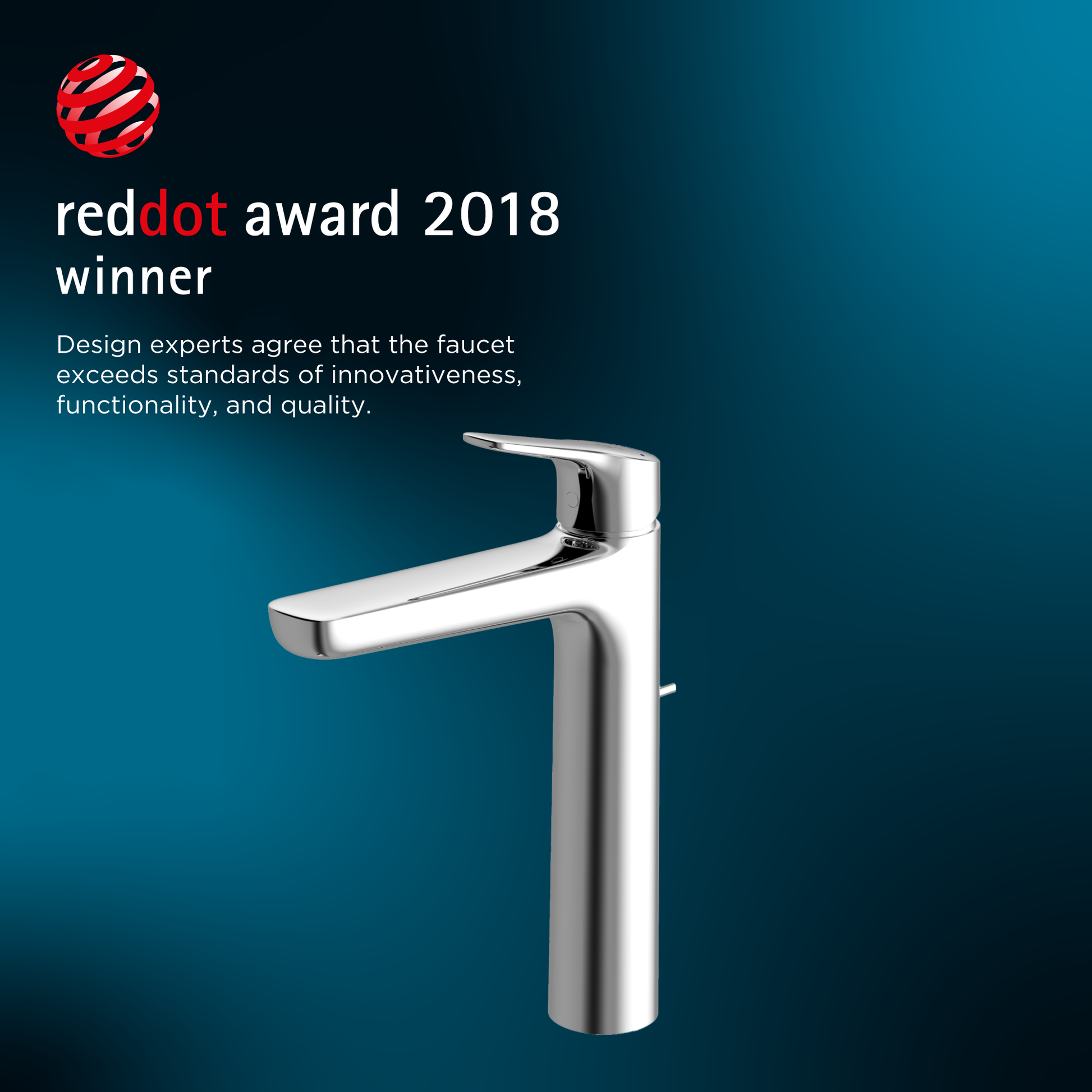 Polished chrome single-handle bathroom sink faucet with tall curved spout and lever control.