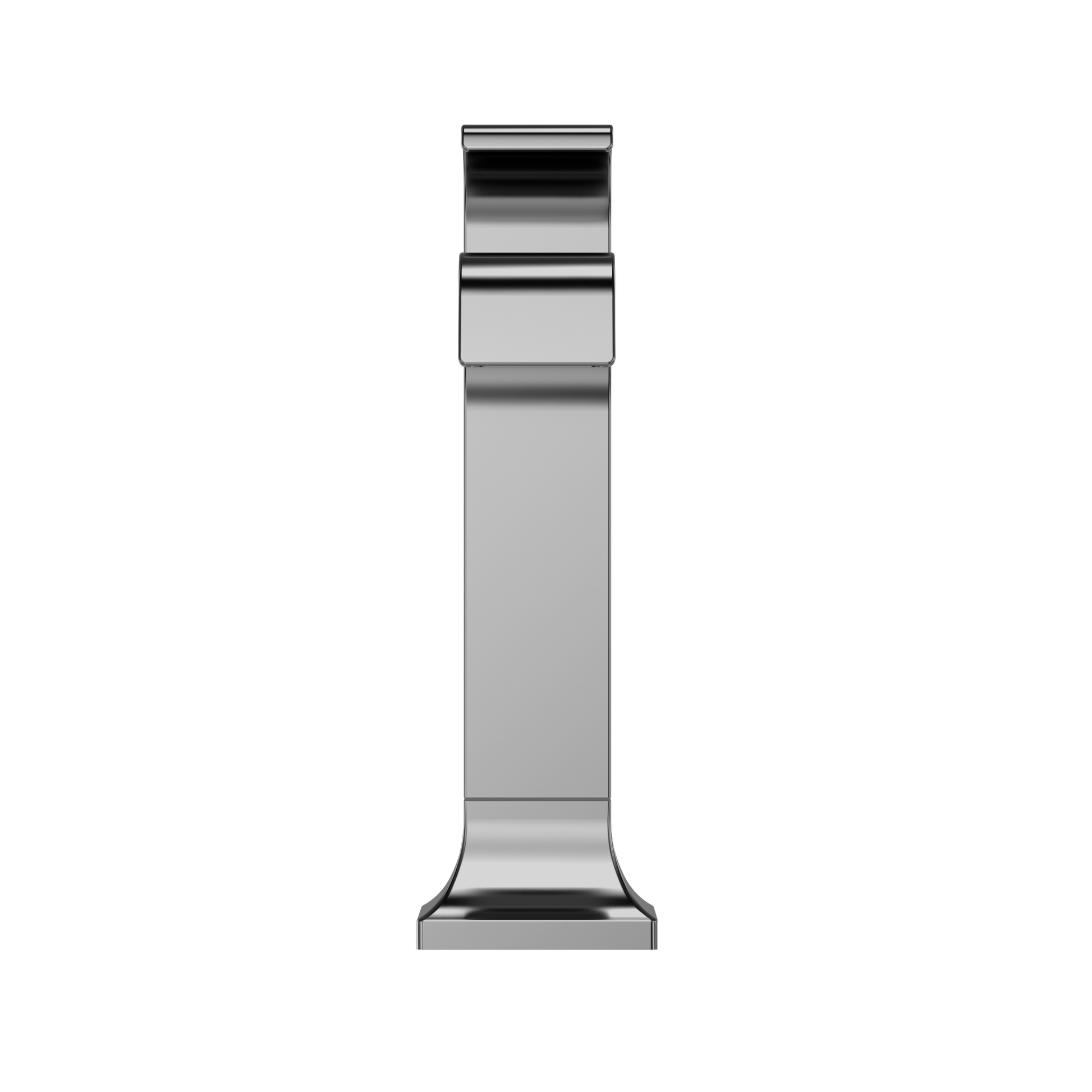 Polished chrome single-handle bathroom faucet with tall rectangular spout and square base.