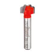 Metal router bit with red cutting head and silver shank labeled "Freud 39-152".