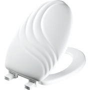 Mayfair by Bemis 127ECA 000 Elongated Enameled Wood Swirl Design Toilet Seat in White with STA-TITE Seat Fastening System and EasyClean Hinge
