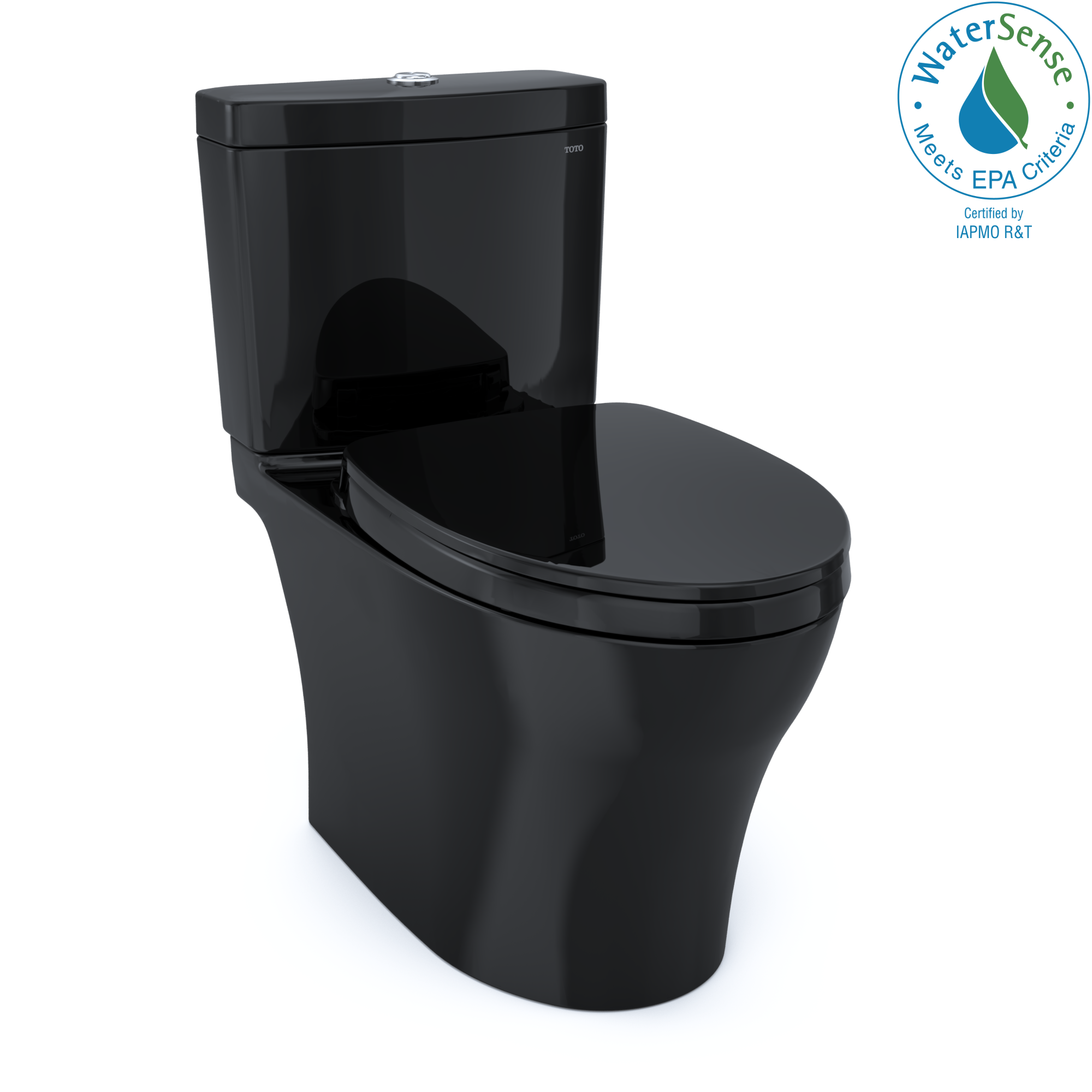 Toto Aquia IV Two Piece Elongated Auto Flush Washlet+ Ready Toilet Dual Flush 0.9 and 1.28 GPF with SS124 SoftClose Seat in Ebony
