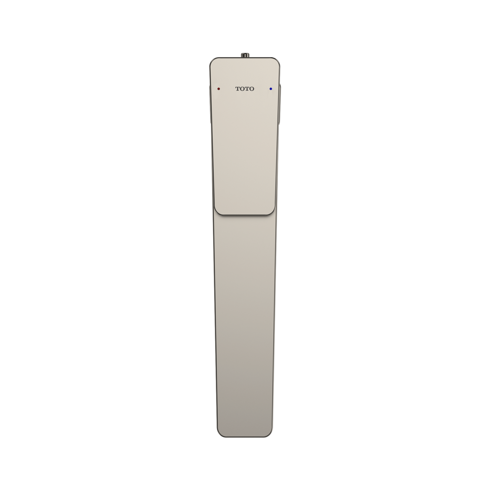 Polished nickel single-handle vessel faucet with rectangular body and control panel marked with TOTO branding.