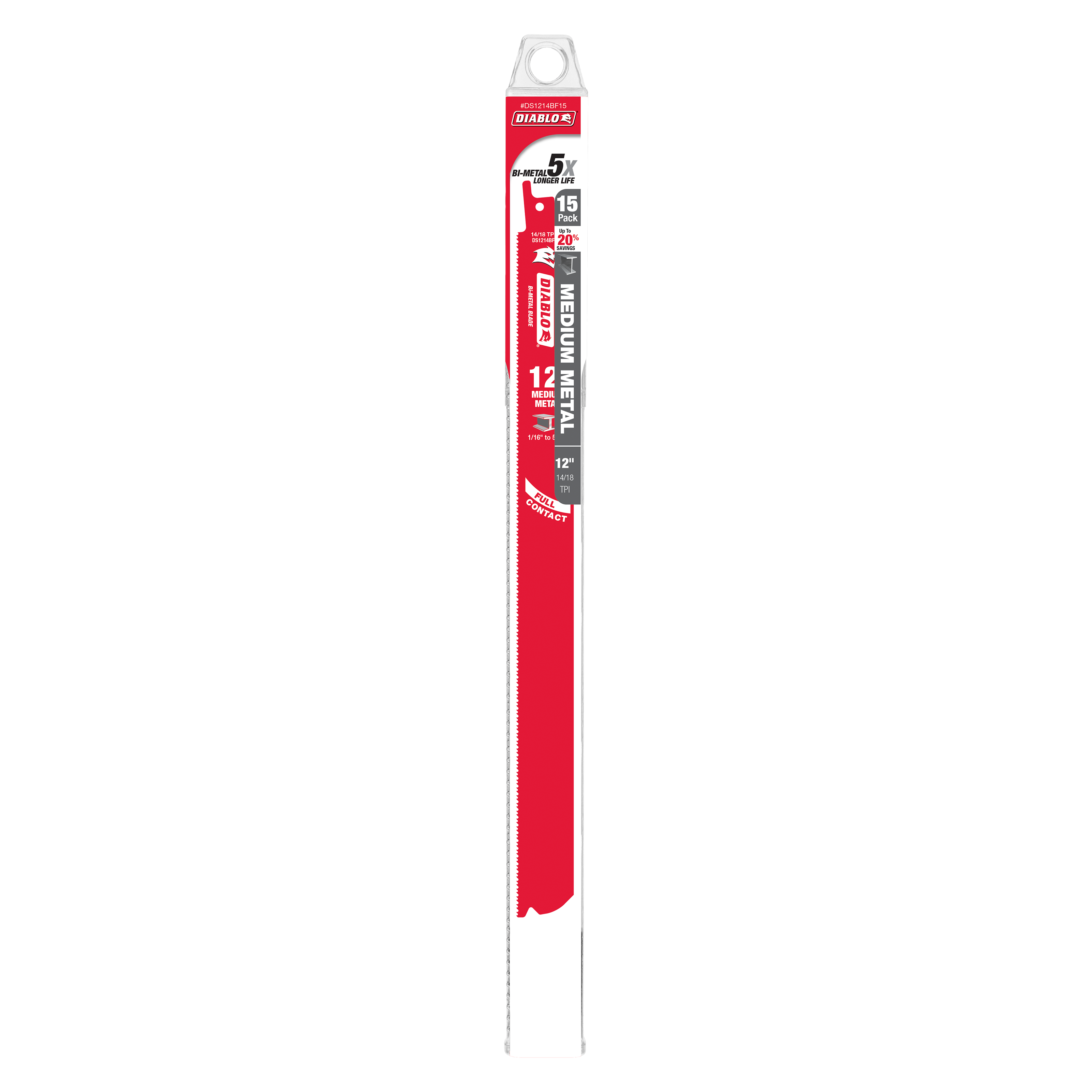 Diablo DS1214BF15 12 in. Bi-Metal Recip Blade for Medium Metal Cutting (3/32 in. to 5/16 in.) (15-Pack) - 5 Pack