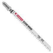 Diablo T-shank jig saw blade with 8 TPI teeth and "Clean Wood" labeling on silver steel body.