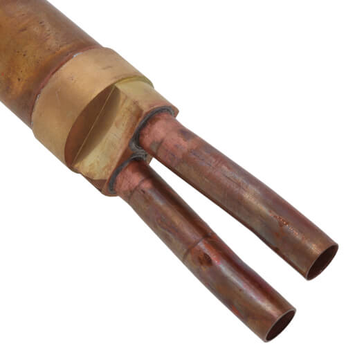 Satin nickel handle kit with brass coupling and two copper inlet tubes for P-118 wall hydrant.