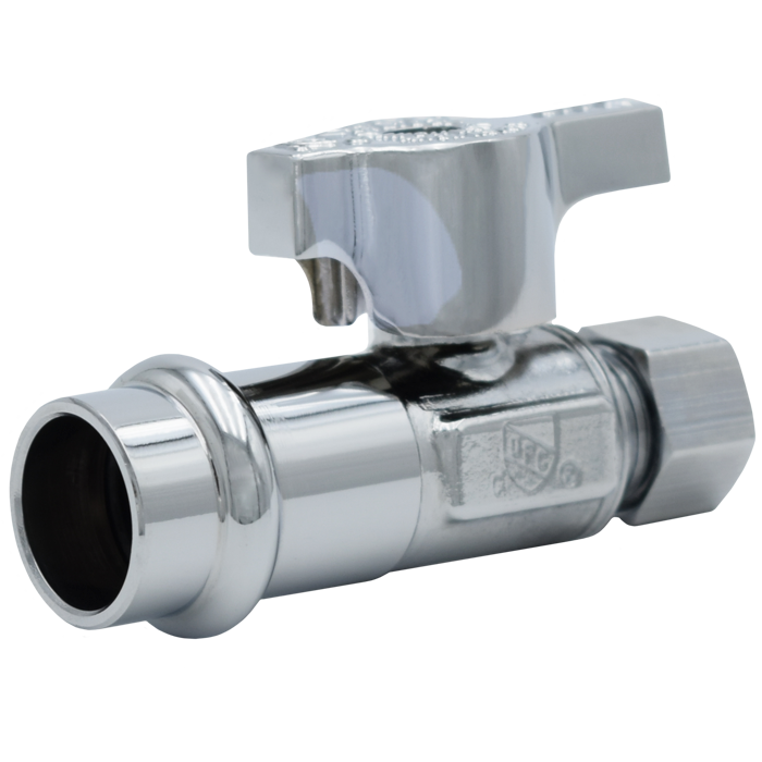 Legend Valve 1/2" Press x 3/8" OD Straight Stop Valve - 114-913PNL