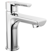 Chrome single-handle bathroom faucet with tall spout and curved lever handle.