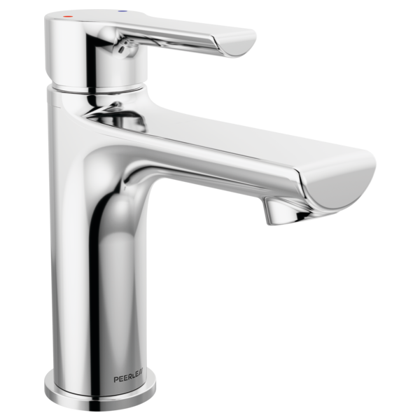 Chrome single-handle bathroom faucet with tall spout and curved lever handle.
