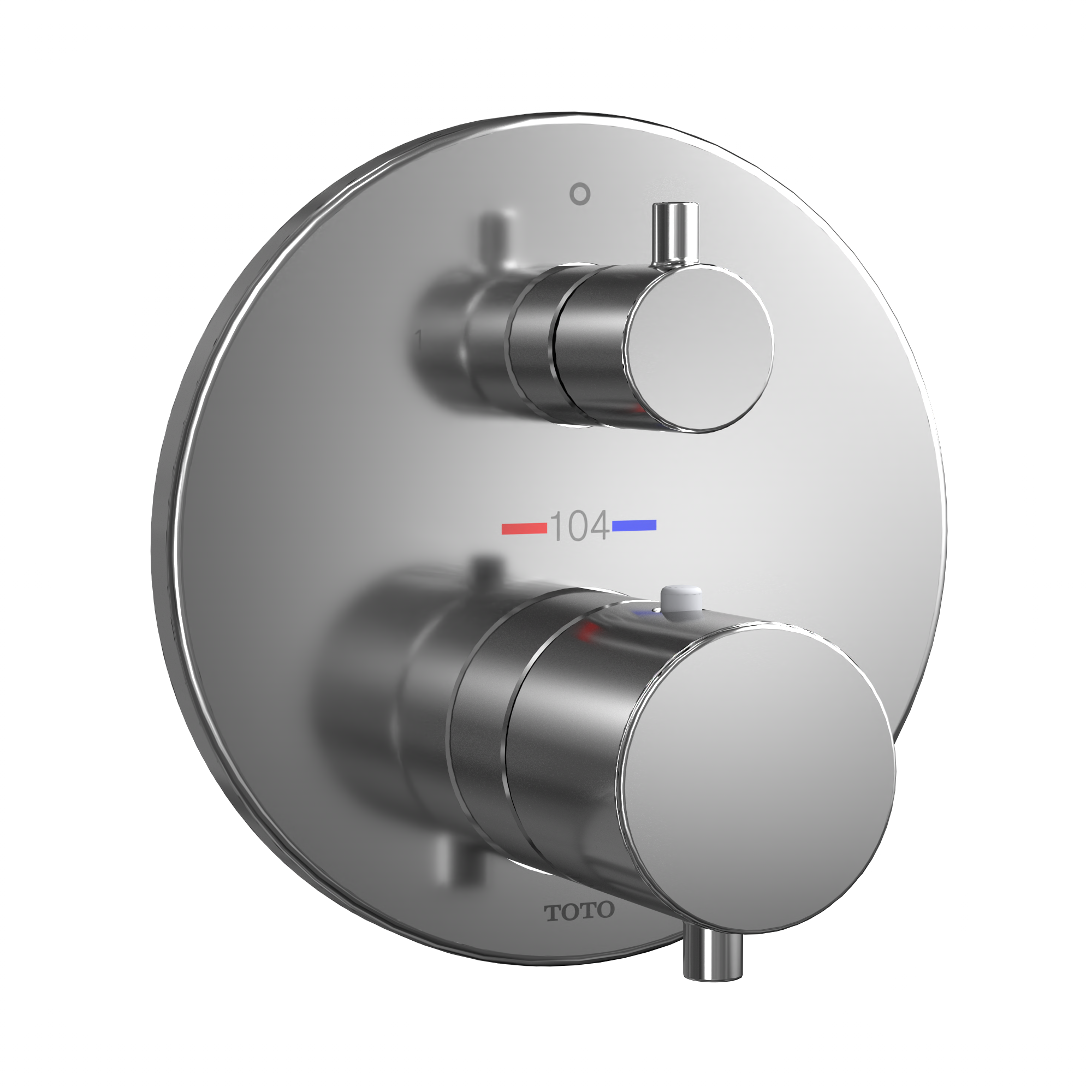 Toto Round Thermostatic Mixing Valve With Two-Way Diverter Shower Trim, Polished Chrome