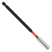 Black and red magnetic bit holder with silver metal tip and hex drive end.