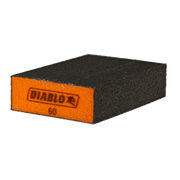 Black and gray flat sanding sponge with orange end labeled Diablo and 60-grit marking.