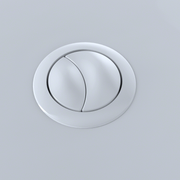 Cotton white oval push button with two side-by-side control panels for toilet flush activation.
