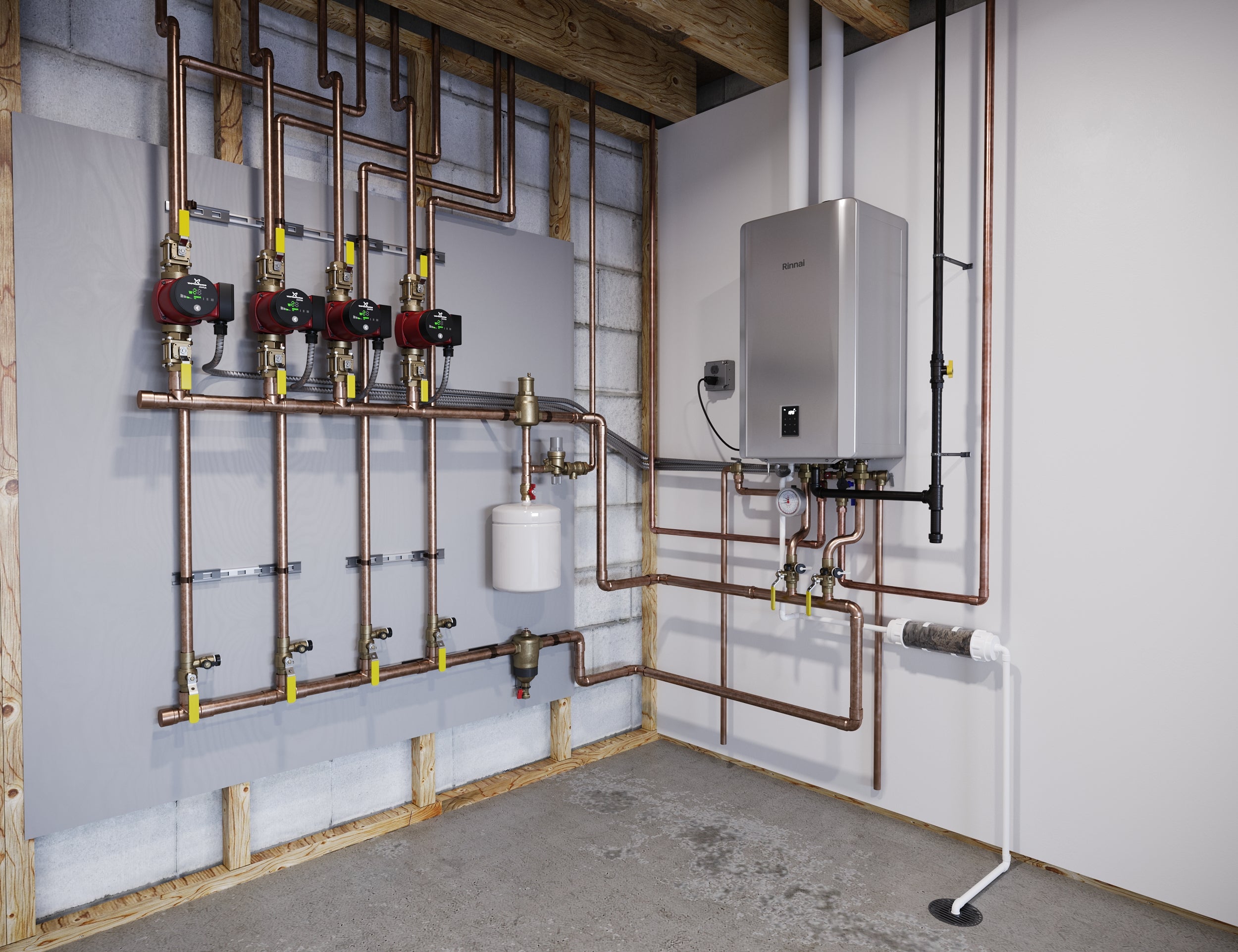 Rinnai I Series Plus C 9.8 GPM 175,000 BTU Central Heating and 199,000 BTU Hot Water Natural Gas or Liquid Propane Condensing Combination Boiler - IP175199C