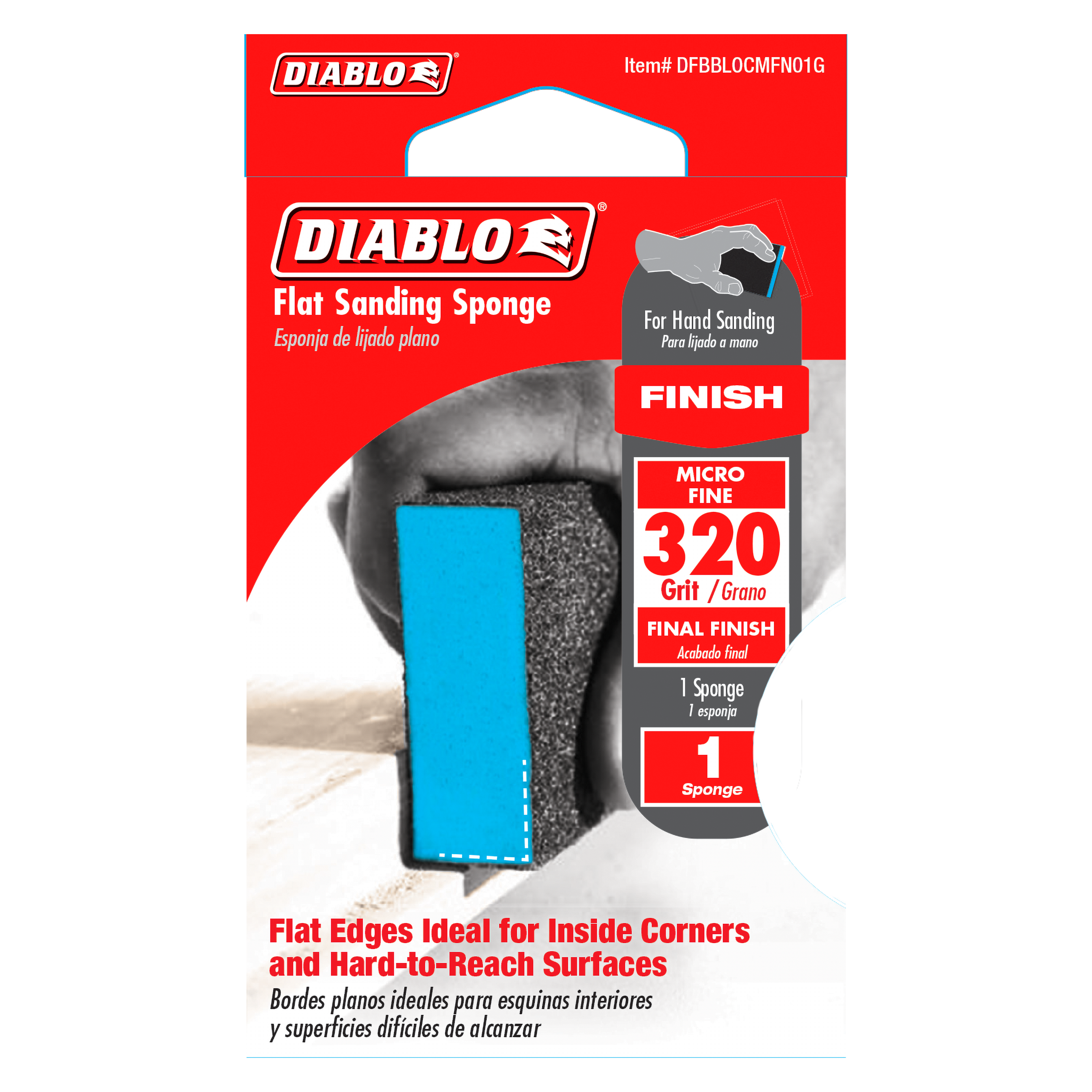 Diablo DFBBLOCMFN01G Flat 220-Grit (Ultra Fine) Sanding Sponge