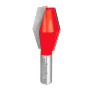 Freud butterfly spline bit with red cutting head and silver metal shank for woodworking joinery.