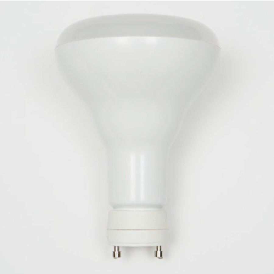 White recessed LED light fixture with rounded dome shape and two-pin base connector.